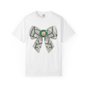 Volleyball Bow Rhinestone T-Shirt — Comfort Colors 1717
